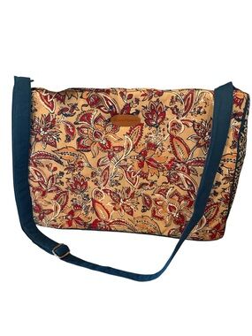 Maison D’hermine Kerala Blue Floral Cotton Canvas Crossbody Hand Bag NWT